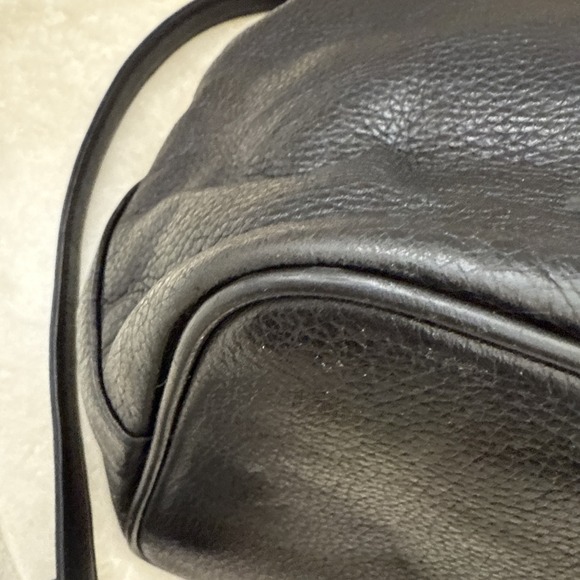 MCM Vintage Black Leather Drawstring Bucket Bag Purse Rare Large Boho‎ Hippie - Picture 8 of 16